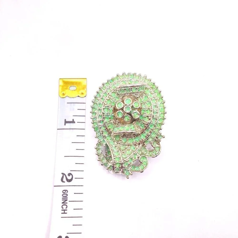 Green Sparkle Brooch Glitter Lapel Pin